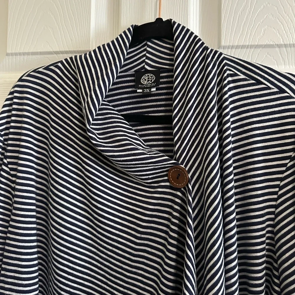 Bobeau Women’s Striped 1 Button Soft Cardigan Size: 3X - Picture 2 of 4